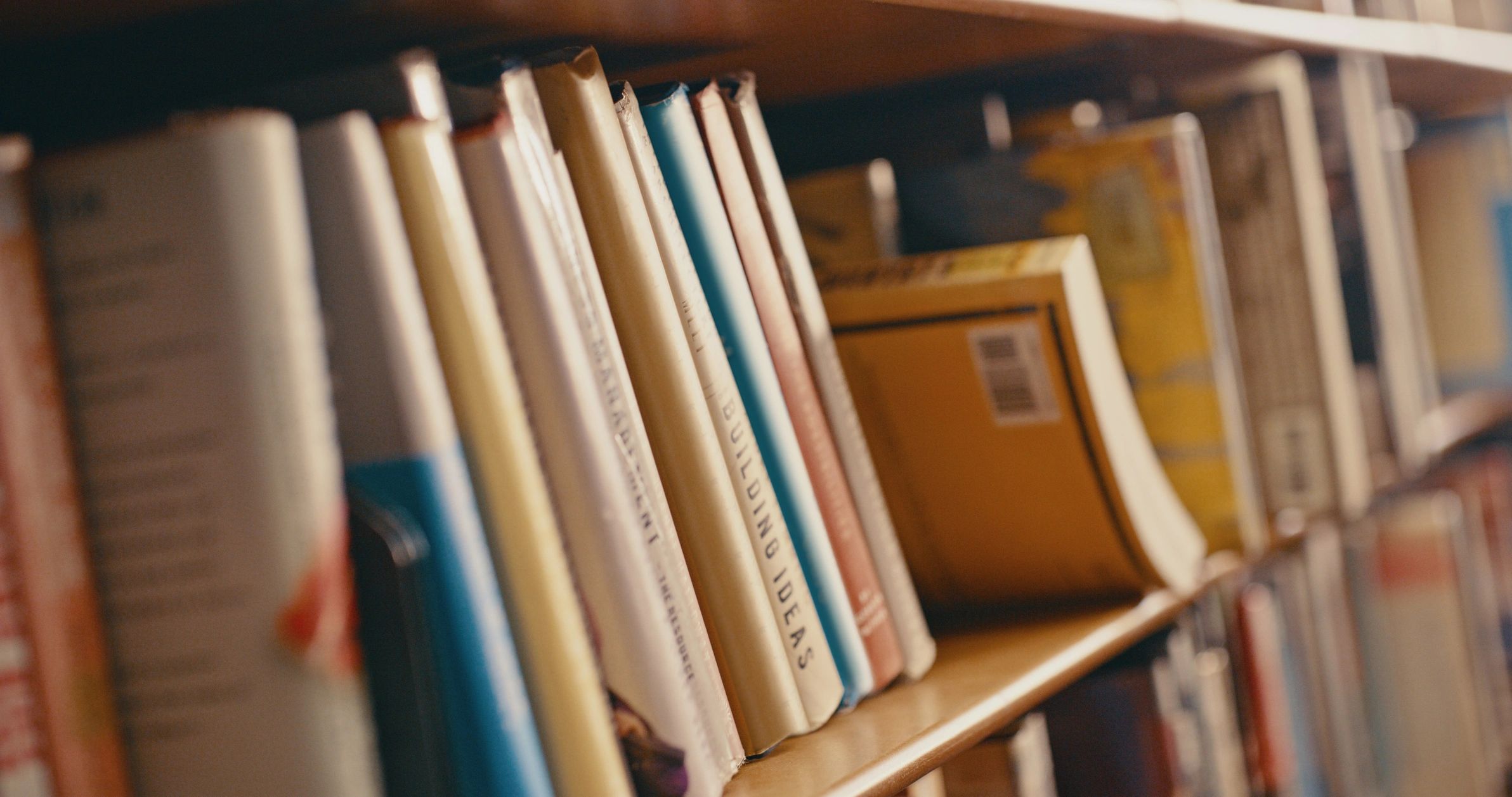 Close-up of books on shelves