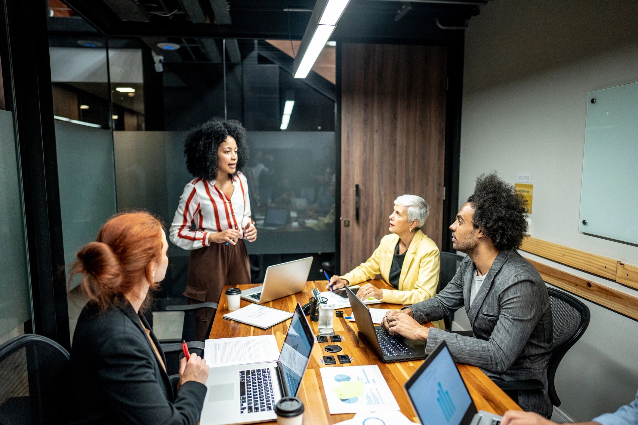 Team discussion in an office